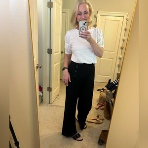 Loft Mariner Wide-Leg Pants in Crepe Material